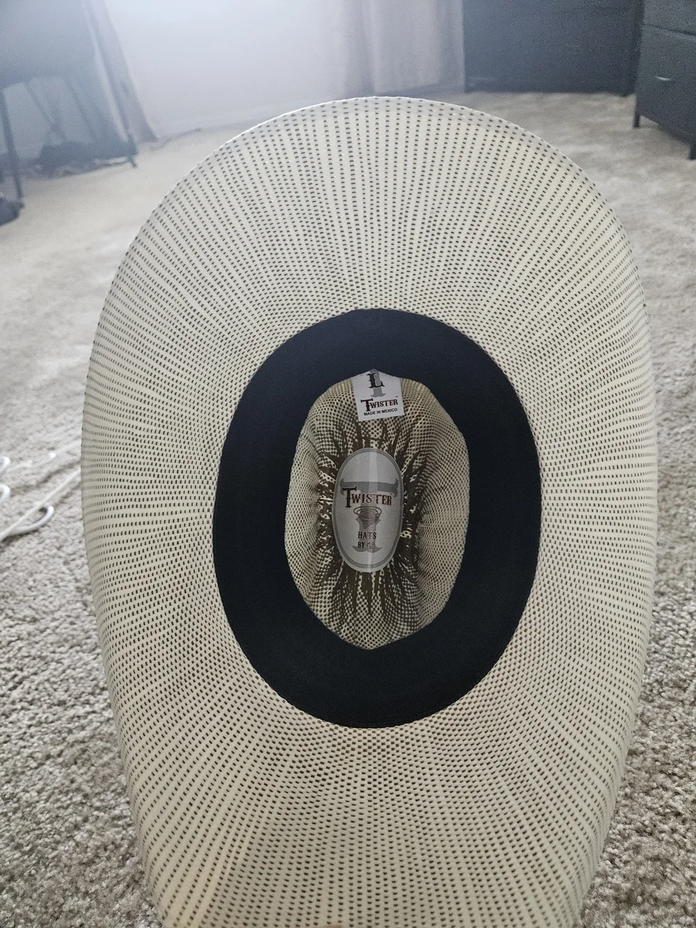 Kids White Straw Cowboy Hat with Brown Accents